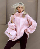 Warm Sweater in Pink Blue White Moss