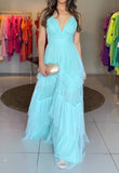 Light Blue Elegant Tulle Dress