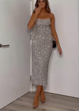 Silver sequin party dress