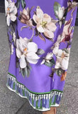 Purple Floral Elegant Silk Dress