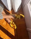 Elegant yellow velvet loafer