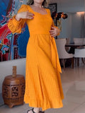 Orange Elegant Long sleeve Dress