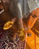 Elegant yellow velvet loafer