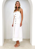 Millenia Stretch Denim Midi Dress - Off White