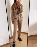 Solid Color Knit Casual Two-piece Suit