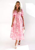 Amalli Midi Dress - Pink Flowers