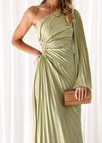 Amore One Shoulder Midi Dress - Sage