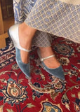 Elegant blue velvet shoes