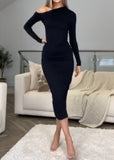 Black Elegant Chic Long Sleeve Dress