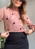 Lace polka dot top