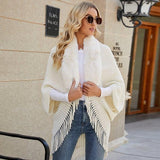 Winter Knit Fringe Fur Collar Shawl