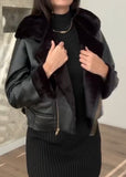 Elegant casual fur collar lined jacket