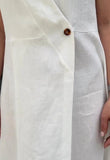 Elegant Summer White Cotton Linen Sleeveless Dress