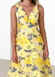 Lusion Maxi Dress - Yellow Jacquard