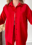 Red cozy old money style suit
