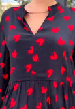 Red Hearts Print Dress