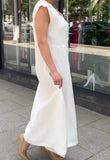 Elegant Summer White Cotton Linen Sleeveless Dress