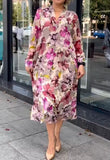 Brown Pink Floral Dress