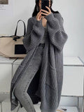 Slouchy Loose Mid-Length Cardigan Sweater Overcoat