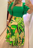 Green Ruffle Sleeve Set