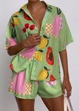 Fruit print suit summer outfit