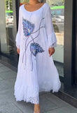 Beautiful Feather Pattern Lace Dress