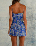 Romantic French Floral Print Camisole Mini Dress