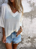 V-neck Hollow Knitted Top