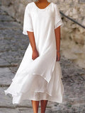 Cotton And Linen Double-Layer Dress