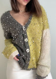 Sequin color block sweater