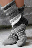 Casual Color Block Vintage Striped Breathable Wool Knit Floor Socks