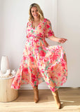 Catana Maxi Dress - Raspberry Floral