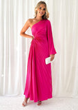 Amore One Shoulder Midi Dress - Hot Pink