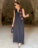 Black elegant loose embroidered dress