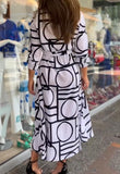 Geometric Print White Dress