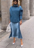 Casual Elegant Street Blue Sweater