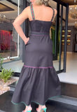 Black Embroidered Sling Dress