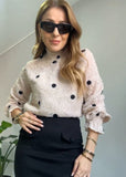 Lace polka dot top