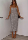 Silver sequin party dress