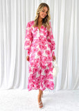 Chrys Midi Dress - Pink Floral