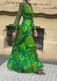 2024 new design green printed dress