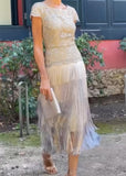 Champagne elegant fringed dress