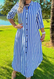 Pink Blue Striped Dress