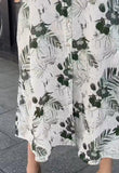 Linen Floral Lapel Dress