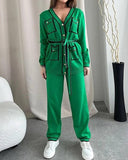 Solid Color Knit Casual Two-piece Suit