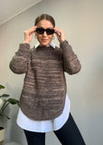 Knitted sweater warm winter dark khaki