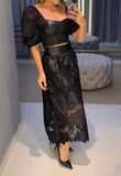 Black Leather Lace Dress Set