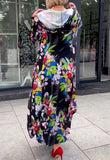 Black Floral Hooded Dress