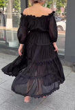 Black Tulle Off Shoulder Dress