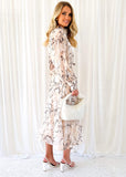 Elaria Midi Dress - Beige Swirl